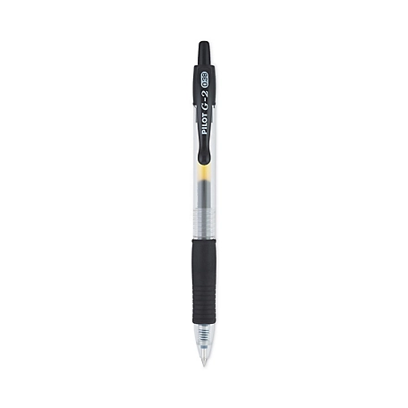 Pilot G2 Premium Retractable Gel Pens, 0.38 mm, Black Ink, Clear/Black Barrel, 12-Pack
