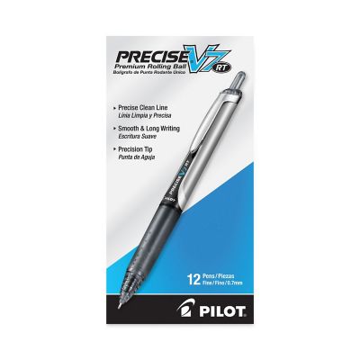 Image showing  Precise V7RT Retractable Roller Ball Pens, Fine 0.7 mm Tip, Black Ink, Black Barrel