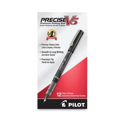 Image showing  Precise V5 Stick Roller Ball Pens, Black, Extra-Fine 0.5 mm, 12-Pack