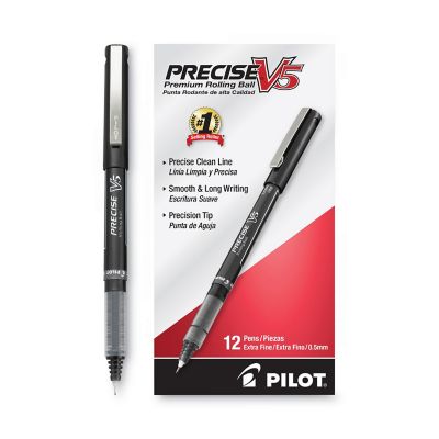 Image showing  Precise V5 Stick Roller Ball Pens, Black, Extra-Fine 0.5 mm, 12-Pack