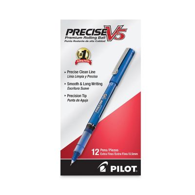 Image showing  Precise V5 Stick Roller Ball Pens, Blue, Extra-Fine 0.5 mm, 12-Pack