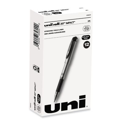 uni-ball 207 Impact Stick Gel Pens, Black, Bold 1 mm, 12-Pack