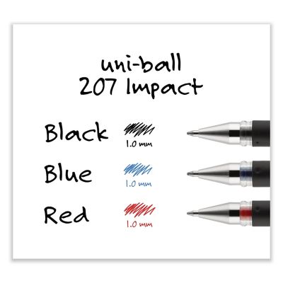Image showing 5 th uni-ball 207 Impact Stick Gel Pens, Black, Bold 1 mm, 12-Pack