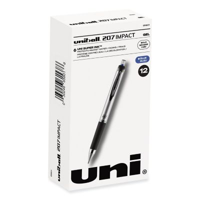 uni-ball 207 Impact Stick Gel Pens, Blue, Bold 1 mm, 12-Pack