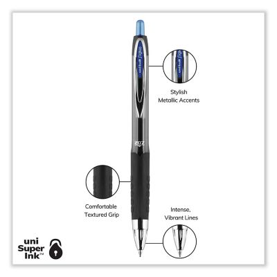 Image showing  Signo 207 Retractable Gel Pens, 0.7 mm, Blue Ink, Smoke/Black/Blue Barrel, 12-Pack
