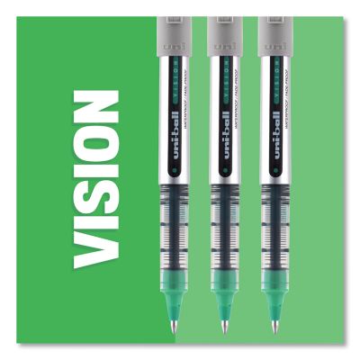 Image showing 9 th uni-ball Vision Stick Roller Ball Pens, Black, Fine 0.7 mm Tip, 12-Pack