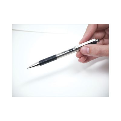 Image showing  F-301 Retractable Ballpoint Pens, 0.7 mm, Black Ink, Stainless Steel/Black Barrel