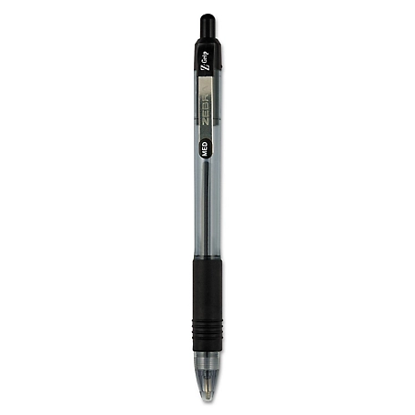 Zebra Z-Grip Retractable Ballpoint Pens, Black, Medium 1 mm Tip, Clear Barrel, 24-Pack