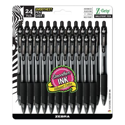 Image showing  Z-Grip Retractable Ballpoint Pens, Black, Medium 1 mm Tip, Clear Barrel, 24-Pack