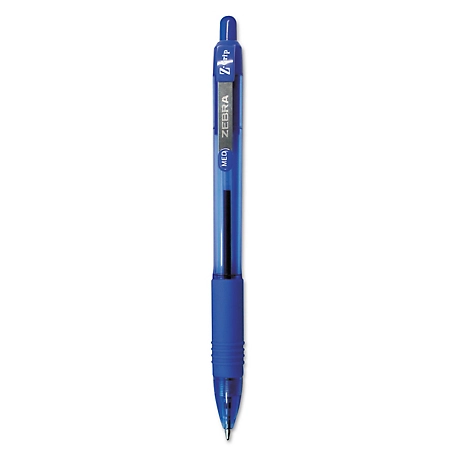 Zebra Z-Grip Retractable Ballpoint Pens, Blue, Medium 1 mm Tip, Clear Barrel, 12-Pack