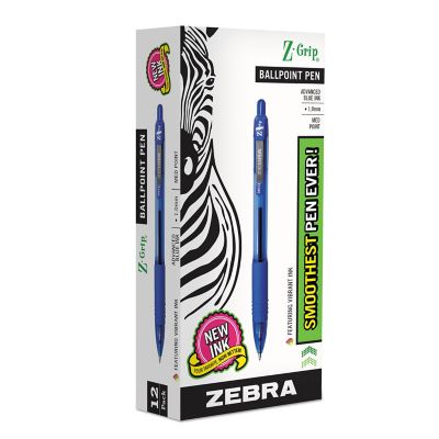 Image showing  Z-Grip Retractable Ballpoint Pens, Blue, Medium 1 mm Tip, Clear Barrel, 12-Pack