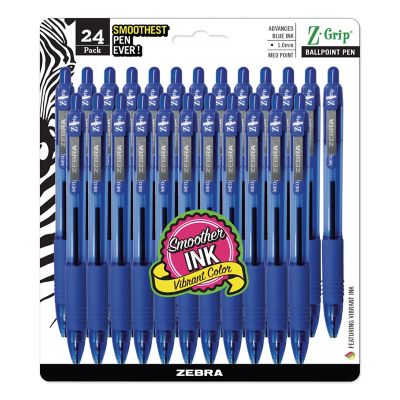 Image showing  Z-Grip Retractable Ballpoint Pens, Blue, Medium 1 mm Tip, Clear Barrel, 24-Pack