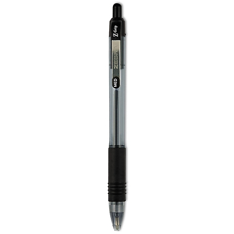 Zebra Z-Grip Retractable Ballpoint Pens, Black, Medium 1 mm Tip, Clear Barrel, 12-Pack