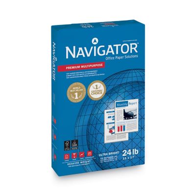 Navigator Premium Multipurpose Copy Paper, 99 Brightness, 24 lb., 11 in. x 17 in., White, 500 Sheets/Carton, 5 Reams/Carton