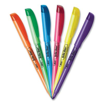 Image showing 5 th BIC Brite Liner Highlighters, Chisel Tip, Fluorescent Yellow, 12-Pack