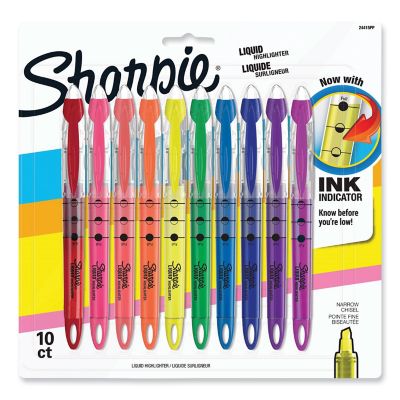 Sharpie Liquid Pen Style Highlighters, Chisel Tip, Assorted Colors, 10-Pack
