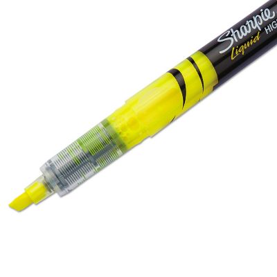 Image showing  Liquid Pen Style Highlighters, Chisel Tip, Fluorescent Yellow, 12-Pack