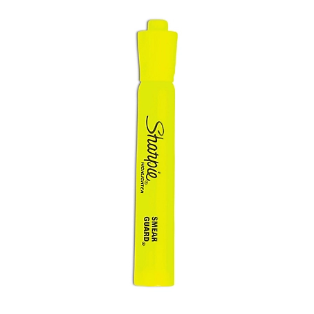 Sharpie Tank Style Highlighters, Chisel Tip, Fluorescent Yellow, 12-Pack