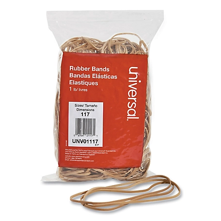 Universal Rubber Bands, Size 117, 0.06 in. Gauge, Beige, 1 lb. Box, 210-Pack