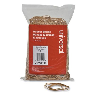 Universal Rubber Bands, Size 19, 0.04 in. Gauge, Beige, 1 lb. Bag, 240-Pack