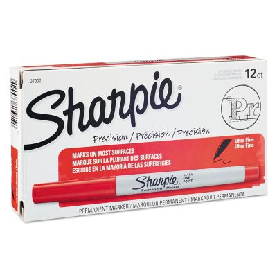 Sharpie Ultra Fine Tip Permanent Markers, Extra-Fine Needle Tip, Red, 12-Pack