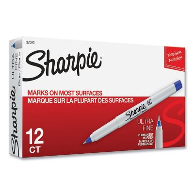 Sharpie Ultra Fine Tip Permanent Markers, Extra-Fine Needle Tip, Blue, 12-Pack