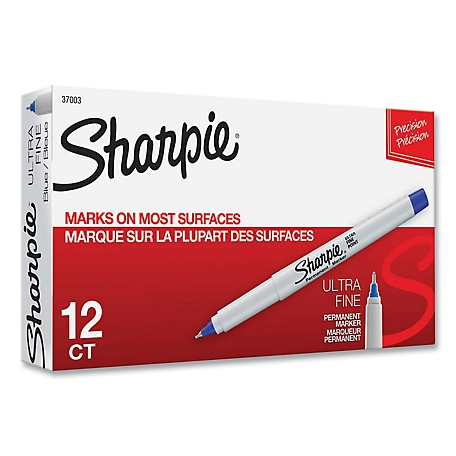 Sharpie Ultra Fine Tip Permanent Markers, Extra-Fine Needle Tip, Blue, 12-Pack