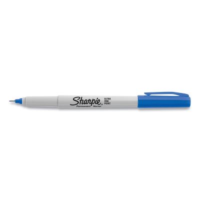 Image showing  Ultra Fine Tip Permanent Markers, Extra-Fine Needle Tip, Blue, 12-Pack