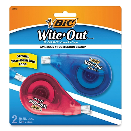BIC Wite-Out EZ Correct Correction Tape, Non-Refillable, 1/6 in. x 472 in., 2-Pack