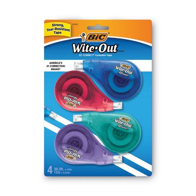 BIC Wite-Out EZ Correct Correction Tape, Non-Refillable, 1/6 in. x 400 in., 4-Pack