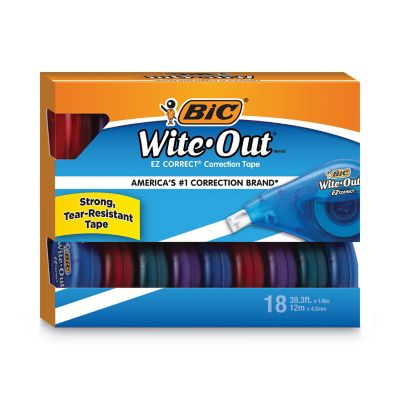 BIC Wite-Out EZ Correct Correction Tape, Non-Refillable, 1/6 in. x 472 in., 18-Pack