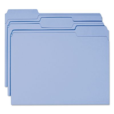 Image showing  Colored File Folders, 1/3-Cut Tabs, Letter Size, Blue, 100-Pack