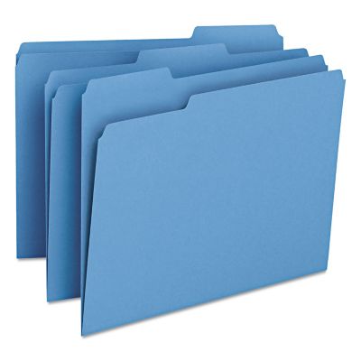 Image showing  Colored File Folders, 1/3-Cut Tabs, Letter Size, Blue, 100-Pack