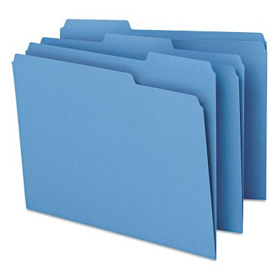 Image showing  Colored File Folders, 1/3-Cut Tabs, Letter Size, Blue, 100-Pack