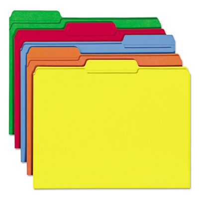 Image showing  Colored File Folders, 1/3-Cut Tabs, Letter Size, Blue/Green/Orange/Red/Yellow, 100-Pack