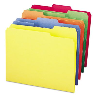 Image showing  Colored File Folders, 1/3-Cut Tabs, Letter Size, Blue/Green/Orange/Red/Yellow, 100-Pack