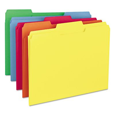 Image showing  Colored File Folders, 1/3-Cut Tabs, Letter Size, Blue/Green/Orange/Red/Yellow, 100-Pack
