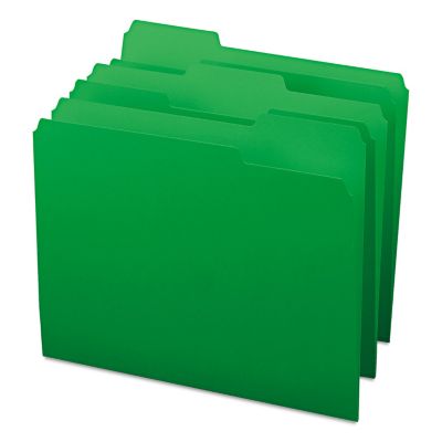 Image showing  Colored File Folders, 1/3-Cut Tabs, Letter Size, Green, 100-Pack