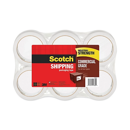Scotch 3750 Commercial-Grade Packaging Tape, 3 in. Core, 1.88 in. x 54.6 yd., Clear, 6-Pack