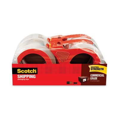Scotch 3750 Commercial-Grade Packaging Tape with Dispenser, 3 in. Core, 1.88 in. x 54.6 yd., Clear, 4-Pack