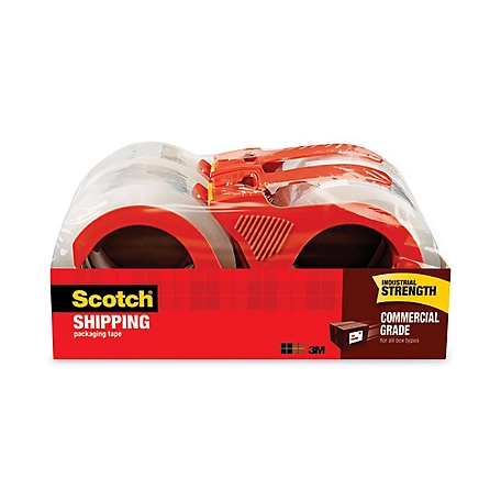 Scotch 3750 Commercial-Grade Packaging Tape with Dispenser, 3 in. Core, 1.88 in. x 54.6 yd., Clear, 4-Pack