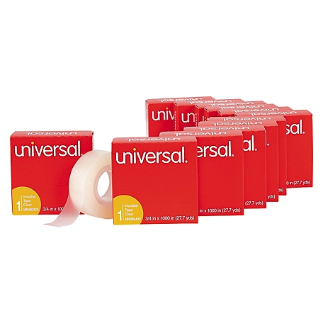 Universal Invisible Tape, 1 in. Core, Clear, 12-Pack
