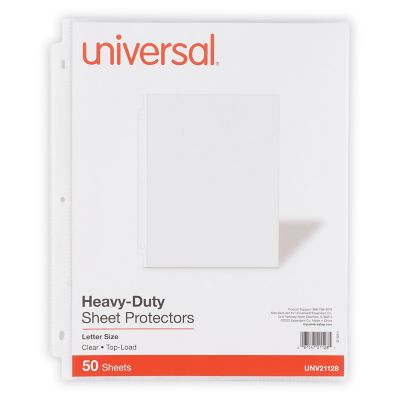 Universal Top-Load Poly Sheet Protectors, Heavy Gauge, Clear, 50-Pack