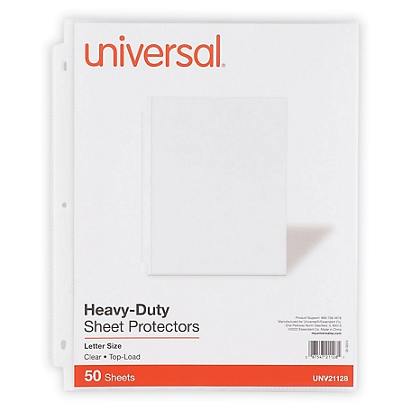 Universal Top-Load Poly Sheet Protectors, Heavy Gauge, Clear, 50-Pack