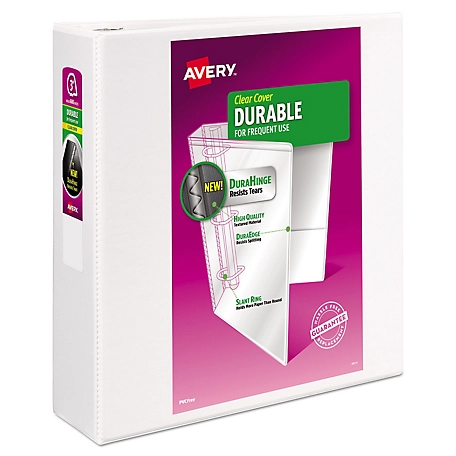Avery Durable View Binder with DuraHinge and Slant Rings, 3 Rings, 11 in. x 8.5 in., 3 in., White