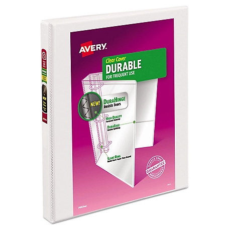 Avery Durable View Binder with DuraHinge and Slant Rings, 3 Rings, 11 in. x 8.5 in., 1/2 in., White