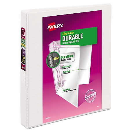Avery Durable View Binder with DuraHinge and Slant Rings, 3 Rings, 11 in. x 8.5 in., 1 in., White