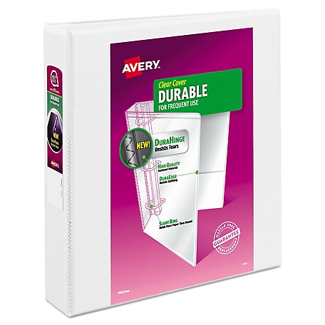 Avery Durable View Binder with DuraHinge and Slant Rings, 3 Rings, 11 in. x 8.5 in., 1-1/2 in., White