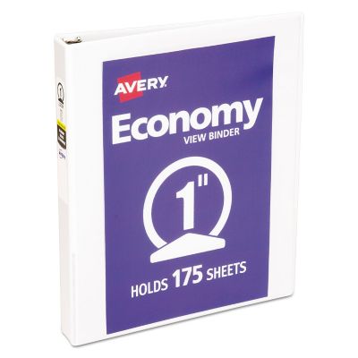 Avery Economy View Binder with Round Rings, 3 Rings, 11 in. x 8.5 in., 1 in., White