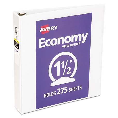 Avery Economy View Binder with Round Rings, 3 Rings, 11 in. x 8.5 in., 1-1/2 in., White